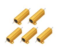 sourcing map 5pcs 50W 1K Ohm 5% Aluminum Housing Case Resistor, Wirewound Resistors Screw Tap Chassis Mounted, Gold