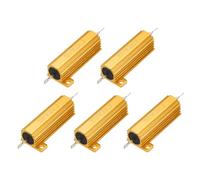 sourcing map 5pcs 50W 2K Ohm 5% Aluminum Housing Case Resistor, Wirewound Resistors Screw Tap Chassis Mounted, Gold