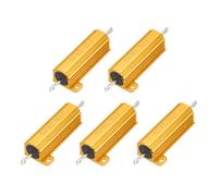 sourcing map 5pcs 50W 3.3 Ohm 5% Aluminum Housing Case Resistor, Wirewound Resistors Screw Tap Chassis Mounted, Gold