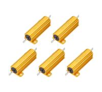 sourcing map 5pcs 50W 3 Ohm 5% Aluminum Housing Case Resistor, Wirewound Resistors Screw Tap Chassis Mounted, Gold