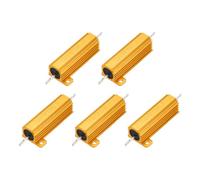 sourcing map 5pcs 50W 5K Ohm 5% Aluminum Housing Case Resistor, Wirewound Resistors Screw Tap Chassis Mounted, Gold