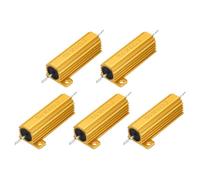 sourcing map 5pcs 50W 6 Ohm 5% Aluminum Housing Case Resistor, Wirewound Resistors Screw Tap Chassis Mounted, Gold