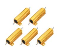 sourcing map 5pcs 50W 60 Ohm 5% Aluminum Housing Case Resistor, Wirewound Resistors Screw Tap Chassis Mounted, Gold