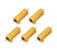 sourcing map 5pcs 50W 75 Ohm 5% Aluminum Housing Case Resistor, Wirewound Resistors Screw Tap Chassis Mounted, Gold
