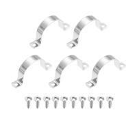 sourcing map 5Pcs 57mm(2-1/4") Two Hole Rigid Pipe Strap, 304 Stainless Steel Conduit Clamp Thicken U Bracket Heavy Duty Pipe Clamp with Self-Tapping Screws for Fixing Tube Cable, Silver