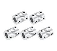 sourcing map 5Pcs 5mm to 10mm Aluminum Alloy Shaft Coupling L25xD19 Flexible Coupler Beam Stepper Motor Joint Connector for 3D Printer CNC Machine DIY Encoders and Motors Shaft,Silver