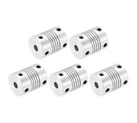 sourcing map 5Pcs 5mm to 5mm Aluminum Alloy Shaft Coupling L25xD19 Flexible Coupler Beam Stepper Motor Joint Connector for 3D Printer CNC Machine DIY Encoders and Motors Shaft,Silver