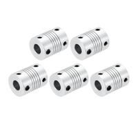 sourcing map 5Pcs 6.35mm to 8mm Aluminum Alloy Shaft Coupling L25xD19 Flexible Coupler Beam Stepper Motor Joint Connector for 3D Printer CNC Machine DIY Encoders and Motors Shaft,Silver
