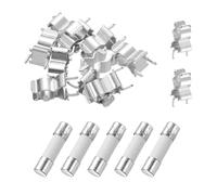 sourcing map 5pcs 6.3A 250V Slow Blow Ceramic Fuse, 6.3Amp Cartridge Time Delay Fuses 5x20mm with 10pcs Clips