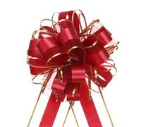 sourcing map 5pcs 6 Inch Large Big Pull Bow with Gold Edge Wine Red