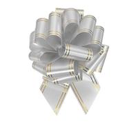 sourcing map 5pcs 6 Inch Large Pull Bow Metallic Silver Gift Wrapping Bows with Gold Edge for Wedding Baskets Presents Christmas