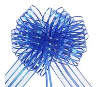 sourcing map 5pcs 6 Inch Organza Large Pull Bow Metallic Gift Wrapping Bows Ribbon Chiffon Yarn Blue for Wedding Baskets Presents Christmas Valentine's Day