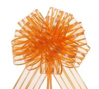 sourcing map 5pcs 6 Inch Organza Large Pull Bow Metallic Gift Wrapping Bows Ribbon Chiffon Yarn Orange for Wedding Baskets Presents Christmas Valentine's Day