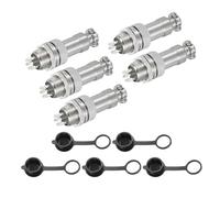 sourcing map 5Pcs 6 Pin GX12 Aviation Connector 300V 5A 16mm Socket Metal Circular Plug Connector with Male Female Plug and Waterproof Caps for Trailers, Drones, Industrial Equipment, Silver