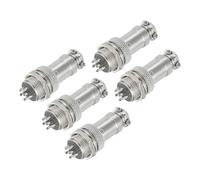 sourcing map 5Pcs 6 Pin GX16 Aviation Connector 250V 15A 16mm Socket Metal Circular Plug Connector with Male Female Plug for Trailers, Drones, Industrial Equipment, Silver