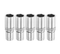 sourcing map 5pcs 6 Points Deep Socket 1/4" Drive 13mm Deep Metric CR-V Steel Polished Nickel Plating Flip Sleeve 50mm / 2" Extra Long Socket Tool for Home Auto Nuts Bolts Repair