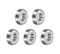 sourcing map 5pcs 6001ZZ Deep Groove Ball Bearings 12 x 28 x 8mm High Carbon Steel Double Shield Bearings for Electric Motor, Home Appliances, Garden Machinery, Silver Tone