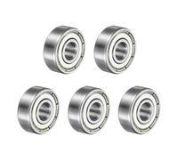 sourcing map 5pcs 606ZZ Deep Groove Ball Bearings 6 x 17 x 6mm High Carbon Steel Double Shield Bearings for Electric Motor, Home Appliances, Garden Machinery, Silver Tone