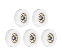 sourcing map 5Pcs 608ZZ Ball Bearing Guide 8x36x10mm Double Metal Shielded Nylon Roller Bearings, Flat Pulley Wheel for Furniture, Hardware Accessories, White