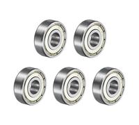 sourcing map 5pcs 608ZZ Deep Groove Ball Bearings 8 x 22 x 7mm High Carbon Steel Double Shield Bearings for Electric Motor, Home Appliances, Garden Machinery, Silver Tone