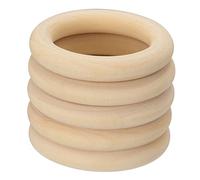 sourcing map 5Pcs 60mm(2.4-inch) Natural Wood Rings, 10mm Thick Smooth Unfinished Wooden Circles for DIY Crafting, Knitting, Macrame, Pendant