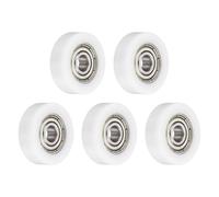 sourcing map 5Pcs 625ZZ Ball Bearing Guide 5x22x7mm Double Metal Shielded Nylon Roller Bearings, Flat Pulley Wheel for Furniture, Hardware Accessories, White