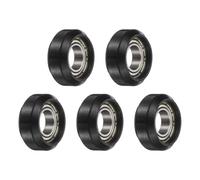 sourcing map 5Pcs 6800Z Ball Bearing Guide 10x24x10mm Double Metal Shielded Nylon Roller Bearings, Flat Pulley Wheel for Furniture, Hardware Accessories, Black