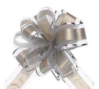 sourcing map 5pcs 7 Inch Large Pull Bow Gift Wrapping Bows Ribbon Organza Bows Silver for Wedding Baskets Presents Christmas Party