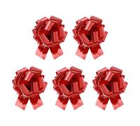 sourcing map 5Pcs 8 Inch Metallic Large Big Pull Bow Gift Wrapping Bows Ribbon for Wedding Car Baskets Presents Christmas Bow, Red