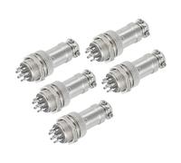 sourcing map 5Pcs 8 Pin GX16 Aviation Connector 250V 15A 16mm Socket Metal Circular Plug Connector with Male Female Plug for Trailers, Drones, Industrial Equipment, Silver