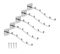 sourcing map 5Pcs 8" Wall Mount Waved Waterfall Hanger, 5 Beads Clothing Hangers, Garment Display Hooks with Screws for Clothing Stores, Bedroom, Silver