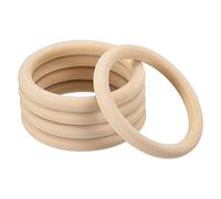 sourcing map 5Pcs 85mm(3.3-inch) Natural Wood Rings, 10mm Thick Smooth Unfinished Wooden Circles for DIY Crafting, Knitting, Macrame, Pendant