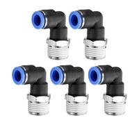 sourcing map 5pcs 90 Push to Connect Fittings 10mm ID x 1/2" NPT Male Thread Elbow Fitting Quick Connect Air Hose Pneumatic for Water Gas Oil Pipe