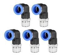 sourcing map 5pcs 90 Push to Connect Fittings 12mm ID x 3/8" NPT Male Thread Elbow Fitting Quick Connect Air Hose Pneumatic for Water Gas Oil Pipe