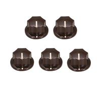 sourcing map 5Pcs ABS and Copper Potentiometer Knobs 1/4" Volume Tone Control Top Hat Knob for Guitar Instruments Audio Mixer Amplifier Brown