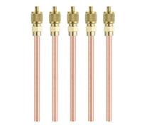 sourcing map 5Pcs Access Service Valves, 1/4" OD x 4.72" Length Brass Copper Refrigerant Filling Access Valves Air Conditioner Charge Needle Valve for HVAC Systems Repair