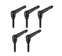 sourcing map 5pcs Adjustable Clamping Lever Handle M6 x 20mm Metric Black Oxide Carbon Steel Male Threaded Stud Hand Knobs Ratchet Rotating Screw Handles Bolts with Locking Lever Black
