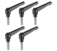 sourcing map 5pcs Adjustable Clamping Lever Handle M8 x 30mm Metric 304 Stainless Steel Male Threaded Stud Hand Knobs Push Button Ratchet Rotating Screw Handles Bolts with Locking Lever Black