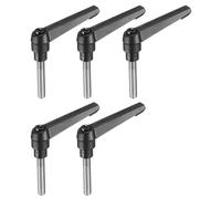 sourcing map 5pcs Adjustable Clamping Lever Handle M8 x 40mm Metric 304 Stainless Steel Male Threaded Stud Hand Knobs Push Button Ratchet Rotating Screw Handles Bolts with Locking Lever Black