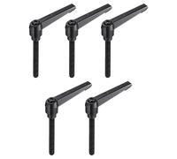 sourcing map 5pcs Adjustable Clamping Lever Handle M8 x 70mm Metric Black Oxide Carbon Steel Male Threaded Stud Hand Knobs Ratchet Rotating Screw Handles Bolts with Locking Lever Black