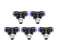 sourcing map 5pcs Air Line Fitting 10mm Tube OD x NPT 1/4 Thread PT4-U Pneumatic Male Branch Tee Quick Push to Connect Brass Air Line Hose for Industry Air System