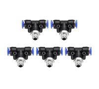 sourcing map 5pcs Air Line Fitting 8mm Tube OD x NPT 1/8 Thread PT4-U Pneumatic Male Branch Tee Quick Push to Connect Brass Air Line Hose for Industry Air System