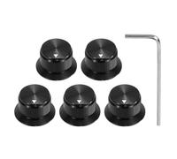 sourcing map 5Pcs Aluminium Potentiometer Knobs 1/4" Volume Tone Control Top Hat Knobs with L-Type Hexagonal Wrench for Guitar Instruments Audio Mixer Amplifier Black