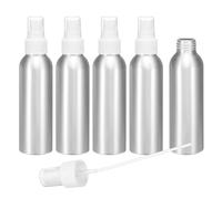 sourcing map 5pcs Aluminum Fine Mist Spray Bottles 120ml/4oz Metal Small Liquid Alcohol Refillable Travel Container with White Plastic Nozzle Cap for Perfume Skincare Cosmetic Storage Bottle