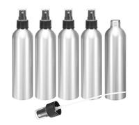 sourcing map 5pcs Aluminum Fine Mist Spray Bottles 250ml/8.5oz Metal Small Liquid Alcohol Refillable Travel Container with Black Plastic Nozzle Cap for Perfume Skincare Cosmetic Storage Bottle