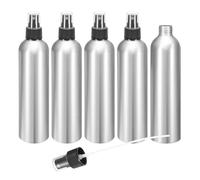 sourcing map 5pcs Aluminum Fine Mist Spray Bottles 300ml/10oz Metal Small Liquid Alcohol Refillable Travel Container with Black Plastic Nozzle Cap for Perfume Skincare Cosmetic Storage Bottle