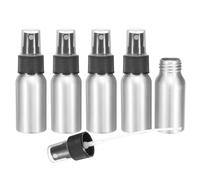 sourcing map 5pcs Aluminum Fine Mist Spray Bottles 30ml/1oz Metal Small Liquid Alcohol Refillable Travel Container with Black Plastic Nozzle Cap for Perfume Skincare Cosmetic Storage Bottle