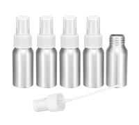 sourcing map 5pcs Aluminum Fine Mist Spray Bottles 30ml/1oz Metal Small Liquid Alcohol Refillable Travel Container with White Plastic Nozzle Cap for Perfume Skincare Cosmetic Storage Bottle