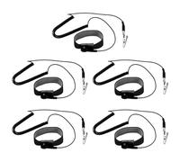 sourcing map 5Pcs Anti Static Wrist Strap Black 7.9" Perimeter Esd Anti Static Wristbands with Alligator Clip Length 1.8M Adjustable for Sensitive Electronic Devices
