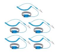sourcing map 5Pcs Anti Static Wrist Strap Blue 7.1" Perimeter Esd Anti Static Wristbands with Alligator Clip Length 1.8M Adjustable for Sensitive Electronic Devices